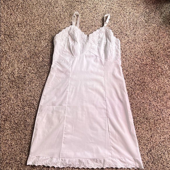 Vintage Union Label Elegant White Lace Trim Slip Dress - Picture 4 of 8